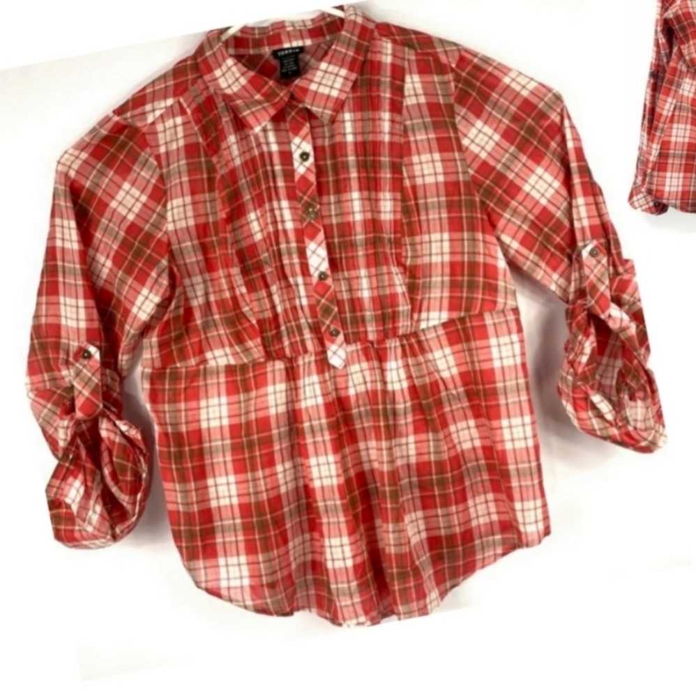 Torrid Top Size 1 Red Plaid Flounce Babydoll NWOT - Picture 5 of 10